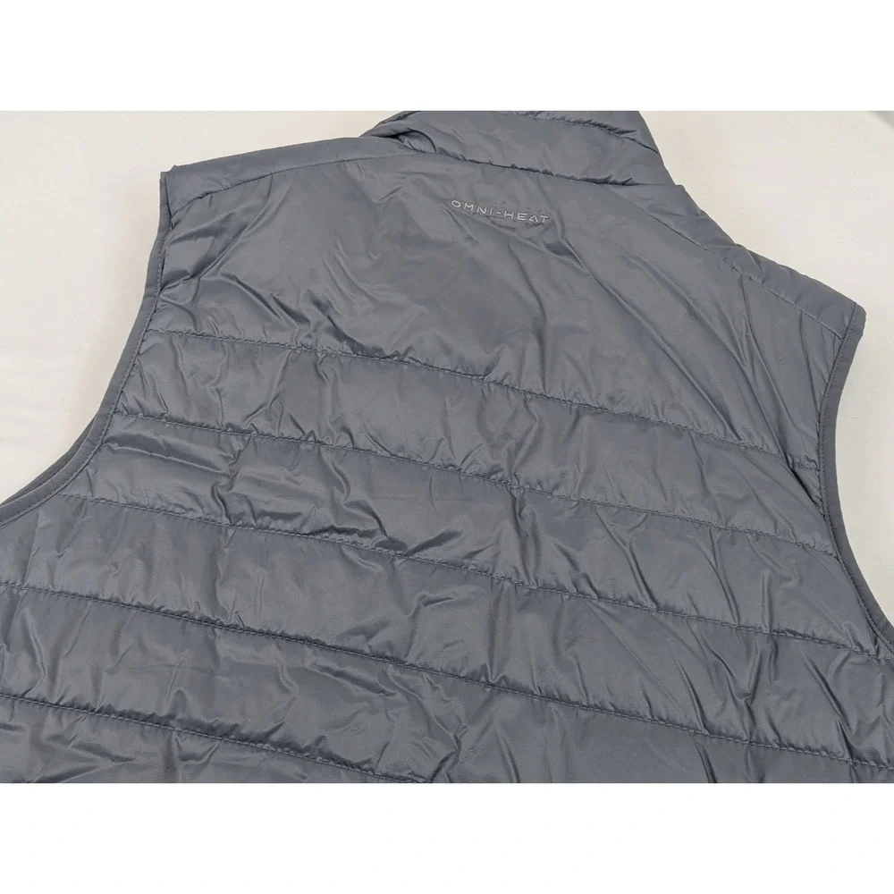 Columbia Omni Heat Puffer Vest Mens LG Gray Full Zip Quilted Winter Outdoor